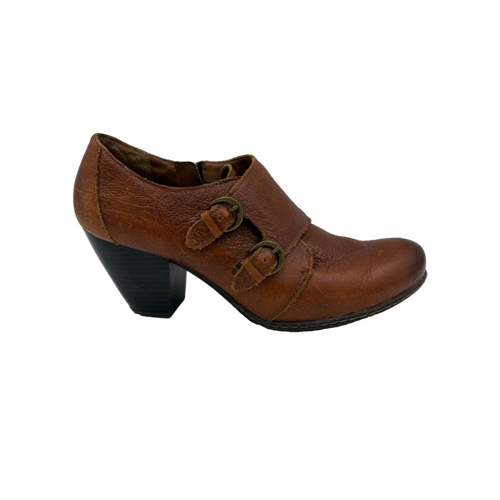 b.o.c. Born Booties Cognac Brown Leather Monk Strap 10 Western Boho Distressed